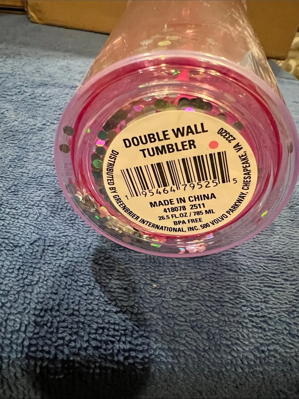 Peeps Pink Iridescent Confetti Tumbler with Straw